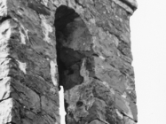 Detalj zvonika crkve sv. Jurja u Završju snimljen 1967. godine. Završje (bn. 8709.) Iz arhive Arheološkog muzeja Istre